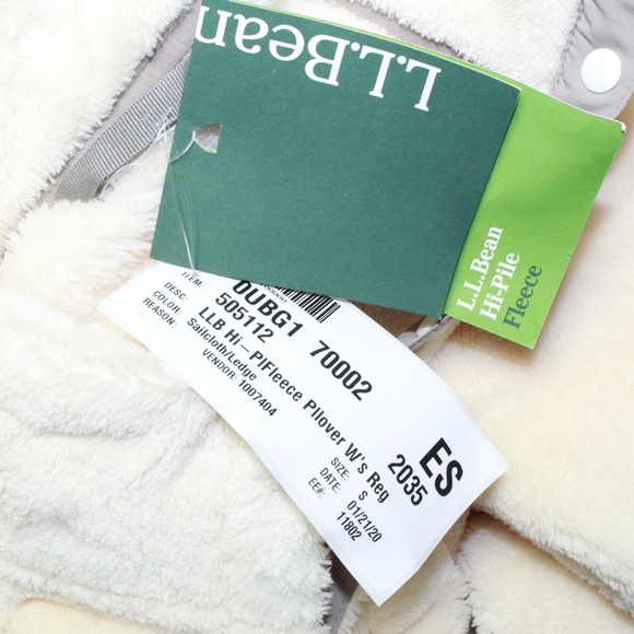 NEW LL Bean High Pile Fleece T Snap Pullover Cream - Picture 7 of 8